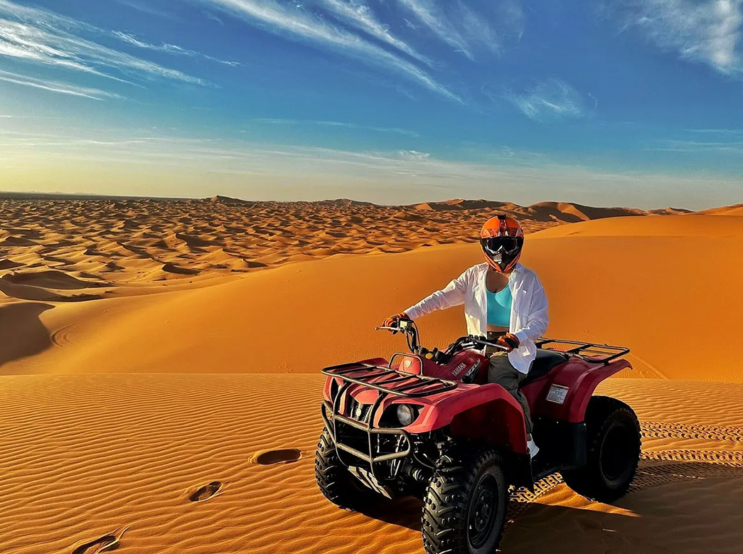 Private transfer driving through the Moroccan desert